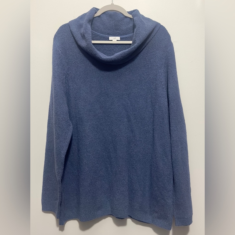 J. Jill Cornflower Blue Cowl Neck Cotton Wool Blend Tunic Sweater Size XL